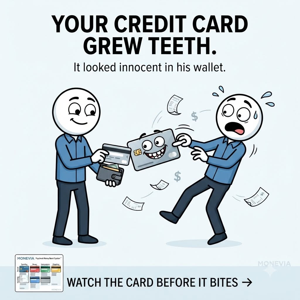 Instagram post: Credit card grows teeth metaphor
