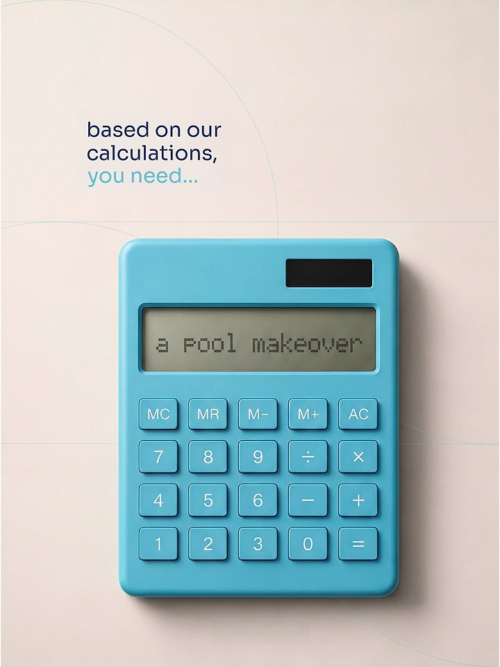 Swimming Pools & Pool Care creative ad: Calculator metaphor makes makeover offer memorable
