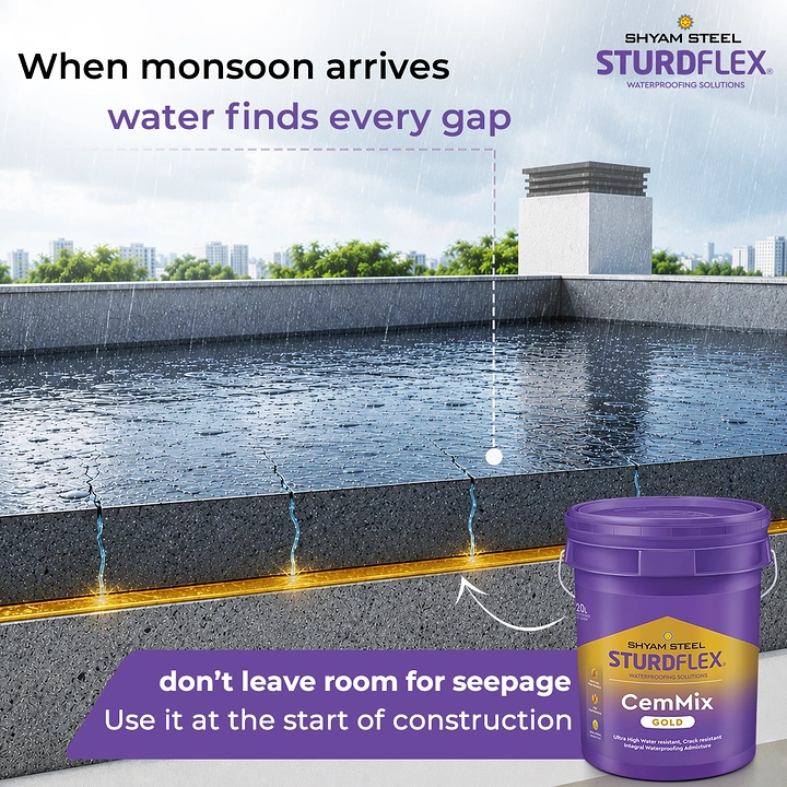 Waterproofing creative ad: Roof cross-section visualizes water seepage