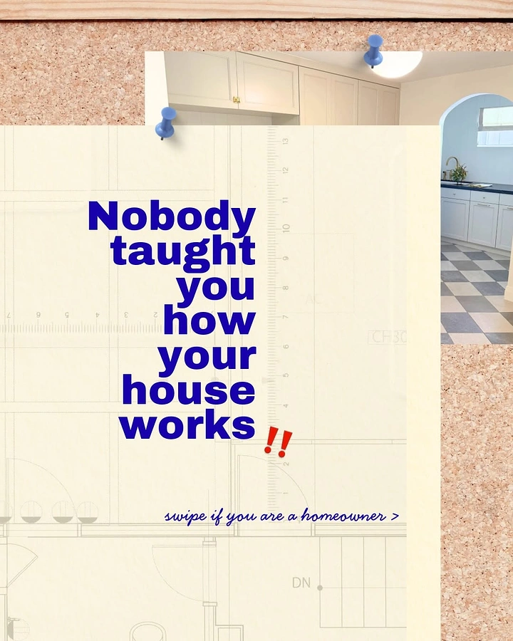 Home Renovation & Remodeling creative ad: Witty copy over architectural blueprint