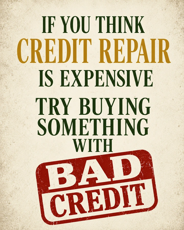 Credit Repair & Credit Score Services creative ad: Witty bad-credit purchasing metaphor