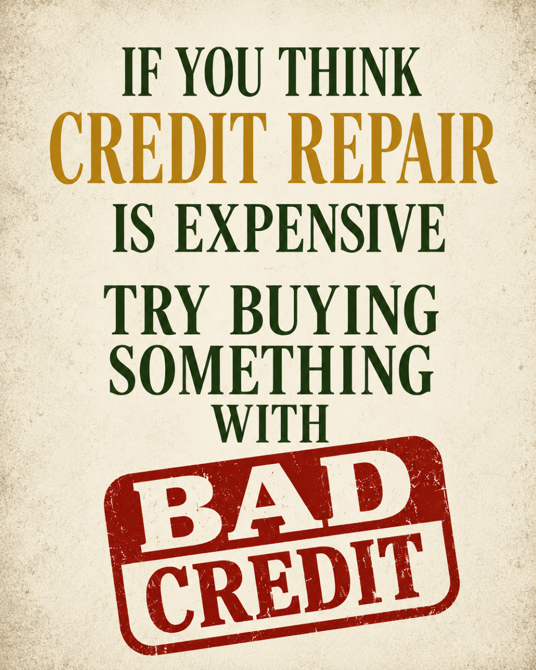 Instagram post: Witty bad-credit purchasing metaphor
