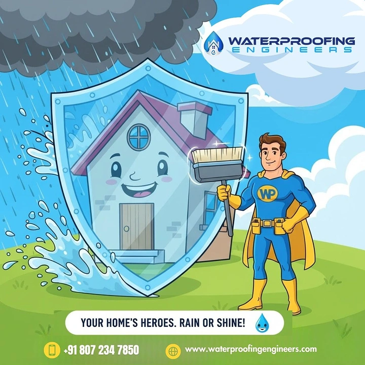 Waterproofing creative ad: Shield mascot turns waterproofing into protection