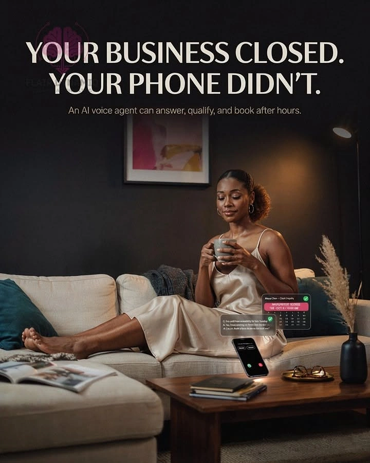 Virtual Assistant Services creative ad: Strong closed-business phone contrast
