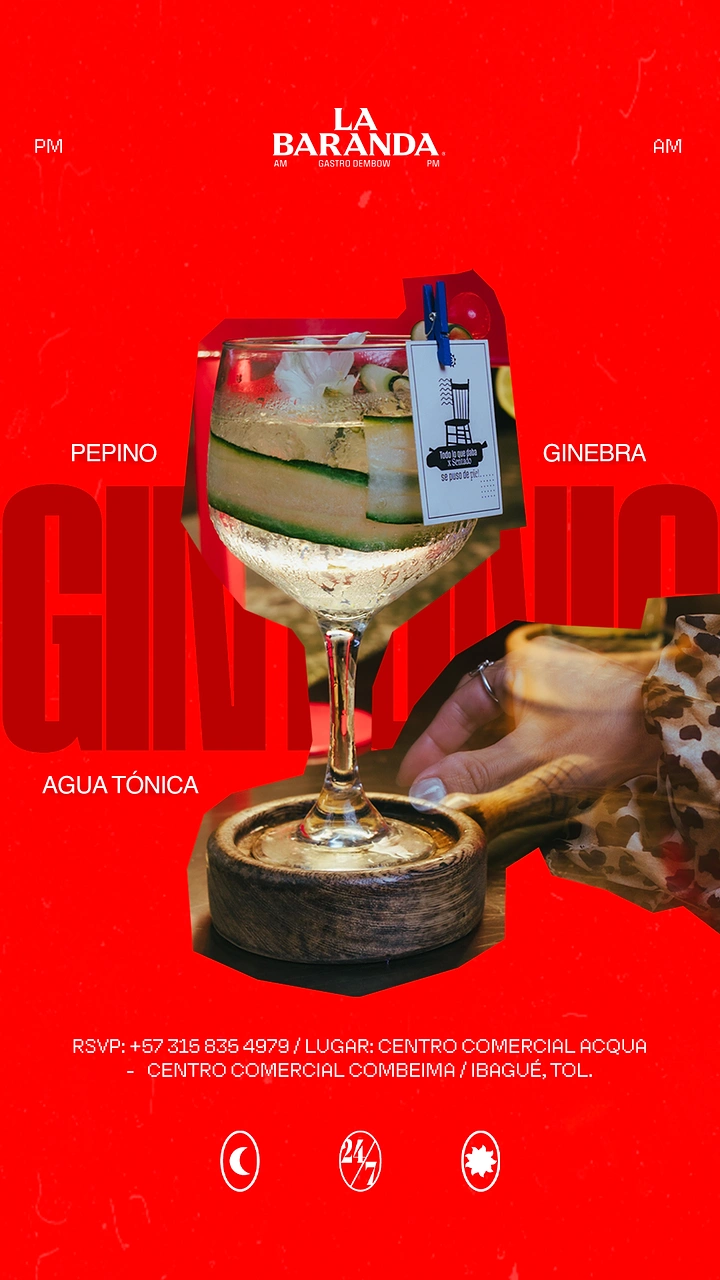 Bars & Pubs creative ad: Ingredient labels frame signature cocktail