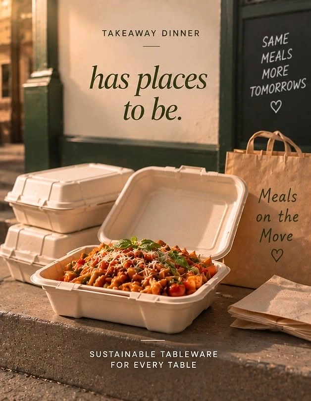 Food Delivery Apps creative ad: Takeaway packaging framed as lifestyle message