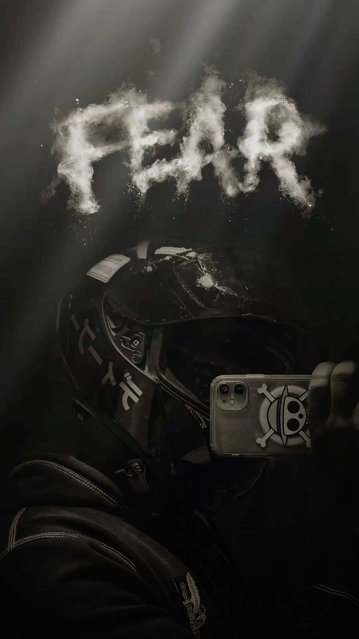 Helmets & Riding Gear creative ad: Fear made visible through smoky helmet