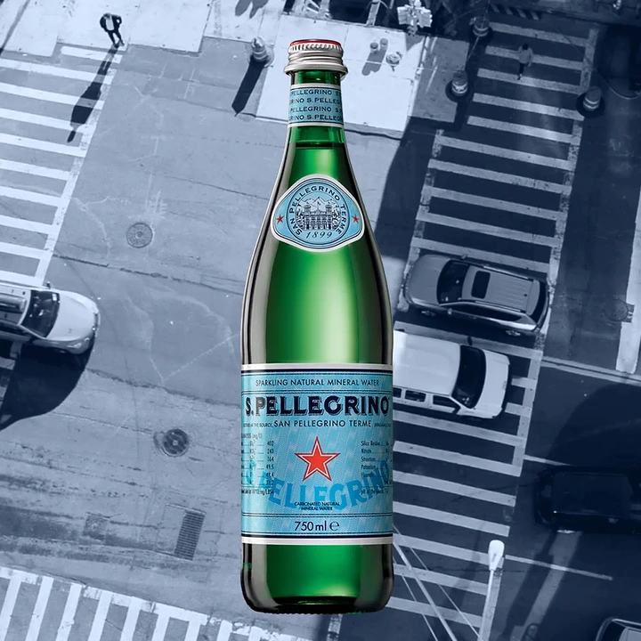 Packaged Drinking Water creative ad: Bottle becomes urban intersection landmark