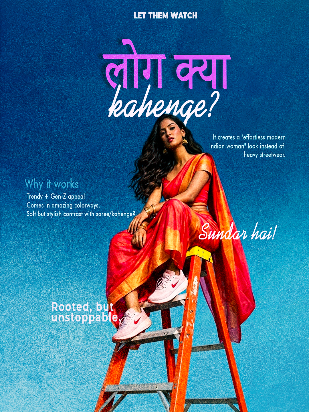 Instagram post: 'Log kya kahenge' saree with sneakers