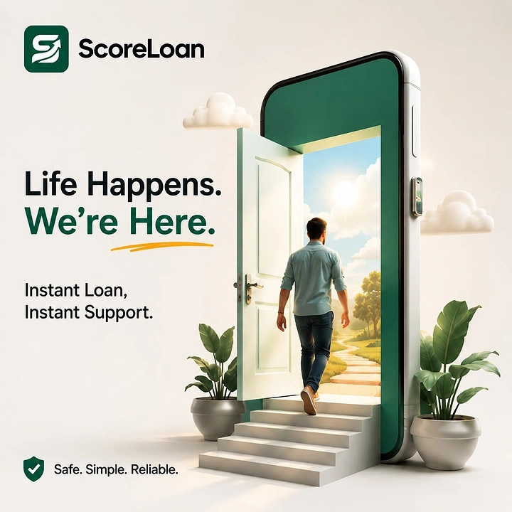Personal & Business Loans creative ad: Phone doorway turns support into visual metaphor