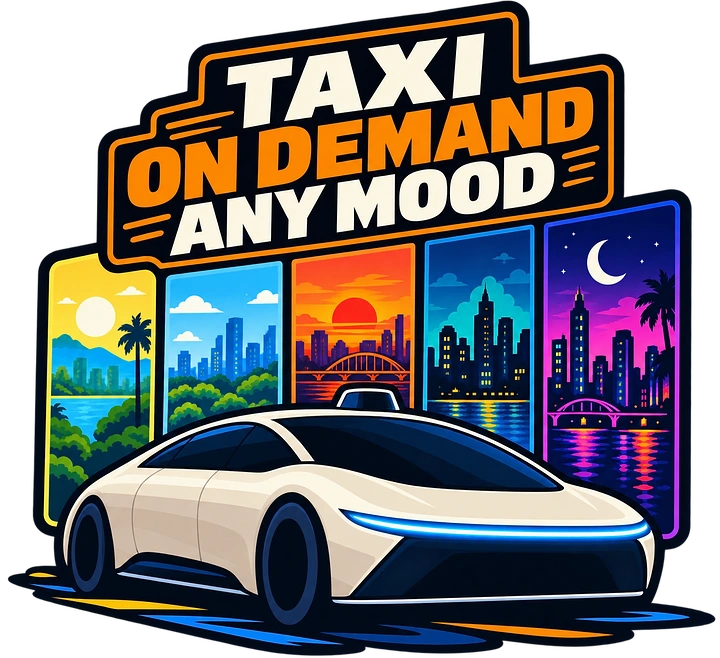 Taxi & Cab Services creative ad: Mood becomes vivid cityscape choices