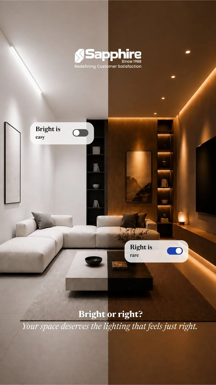 Lighting Stores & Lamps creative ad: Lighting choices presented as interface toggles