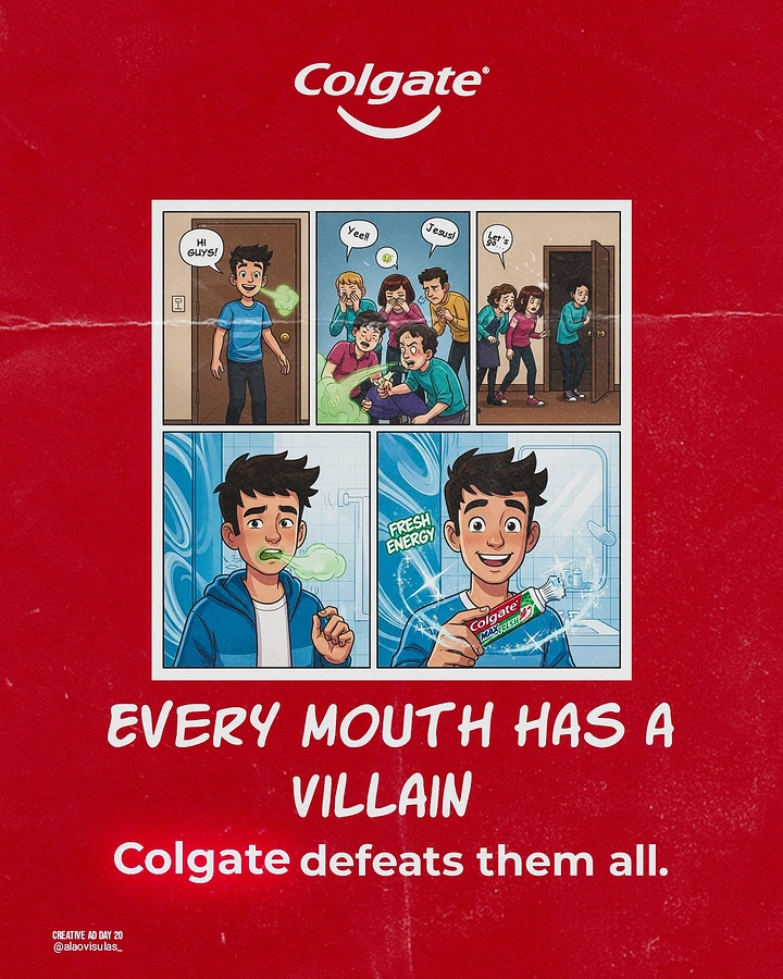 Toothpaste & Oral Care creative ad: Comic villains become mouth bacteria