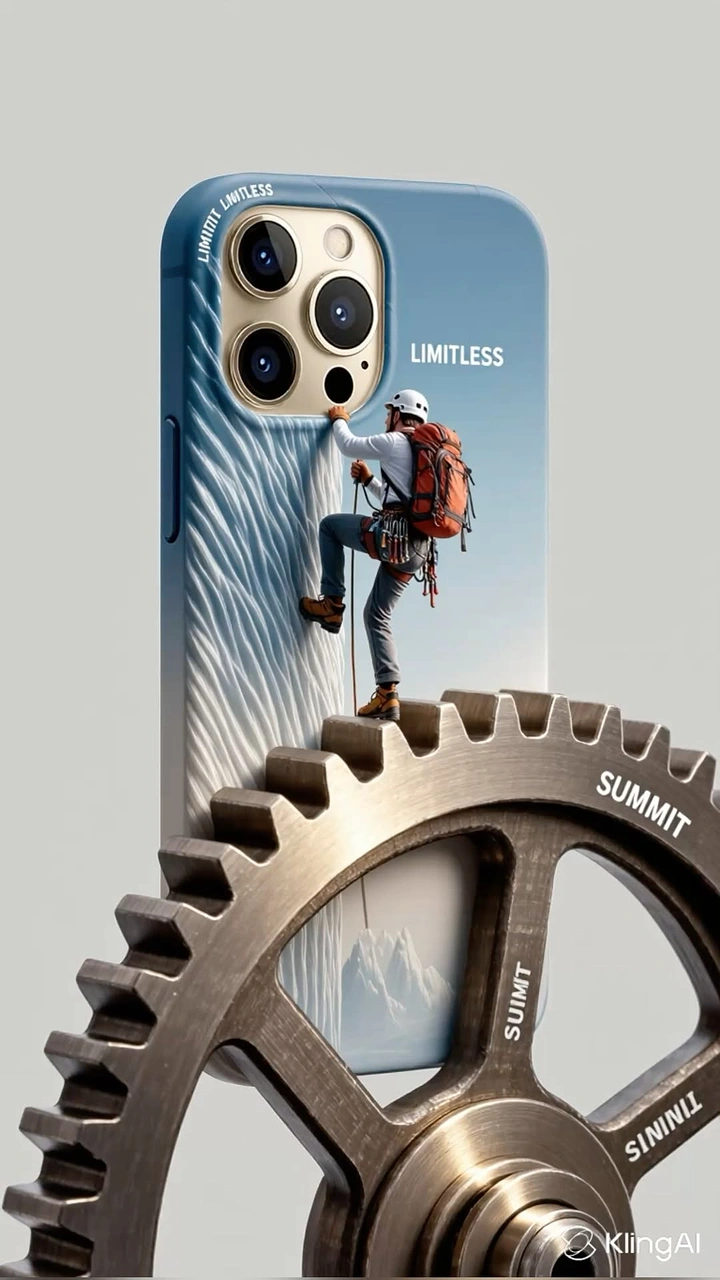 Phone Cases & Mobile Accessories creative ad: Phone case becomes a climbing gear metaphor