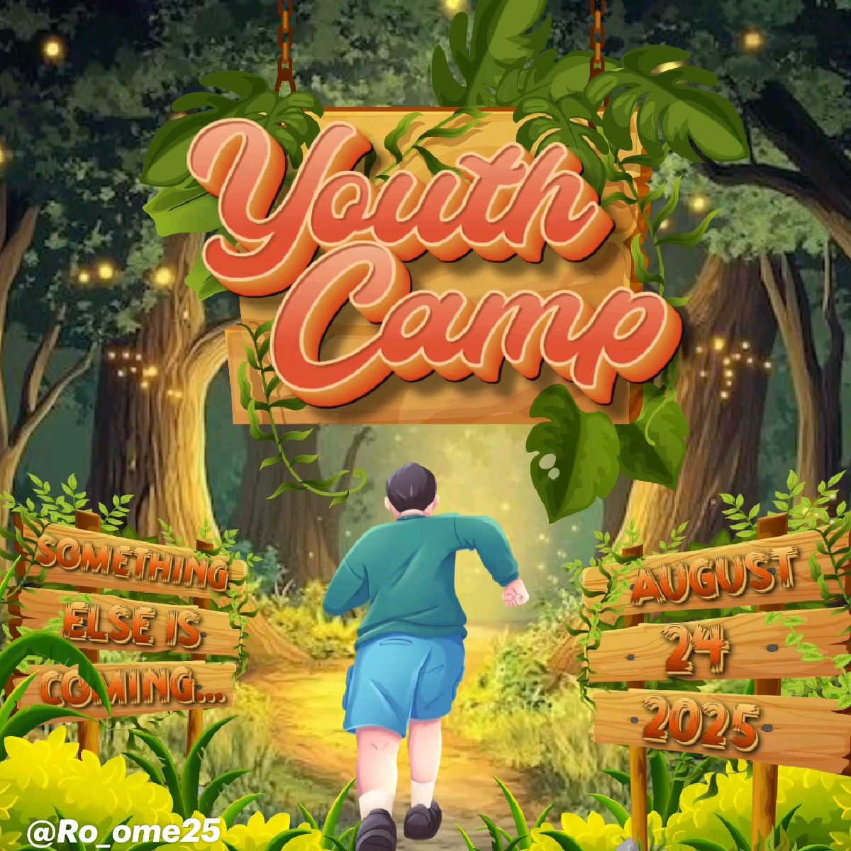 Instagram post: Child enters magical illustrated camp