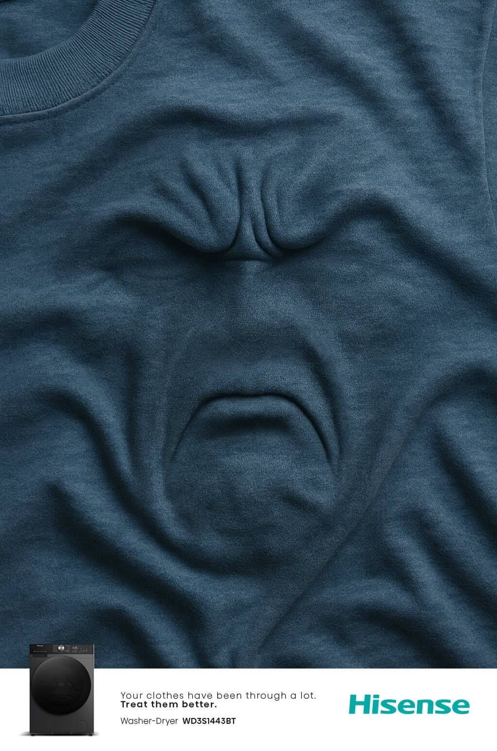 Story: Wrinkled fabric forms a frowning face