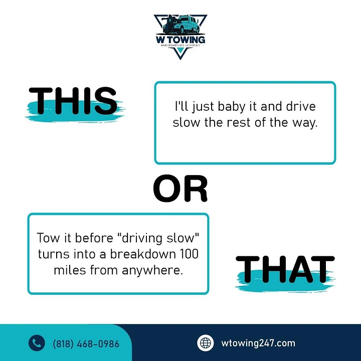 Towing & Roadside Assistance creative ad: Witty THIS OR THAT towing contrast
