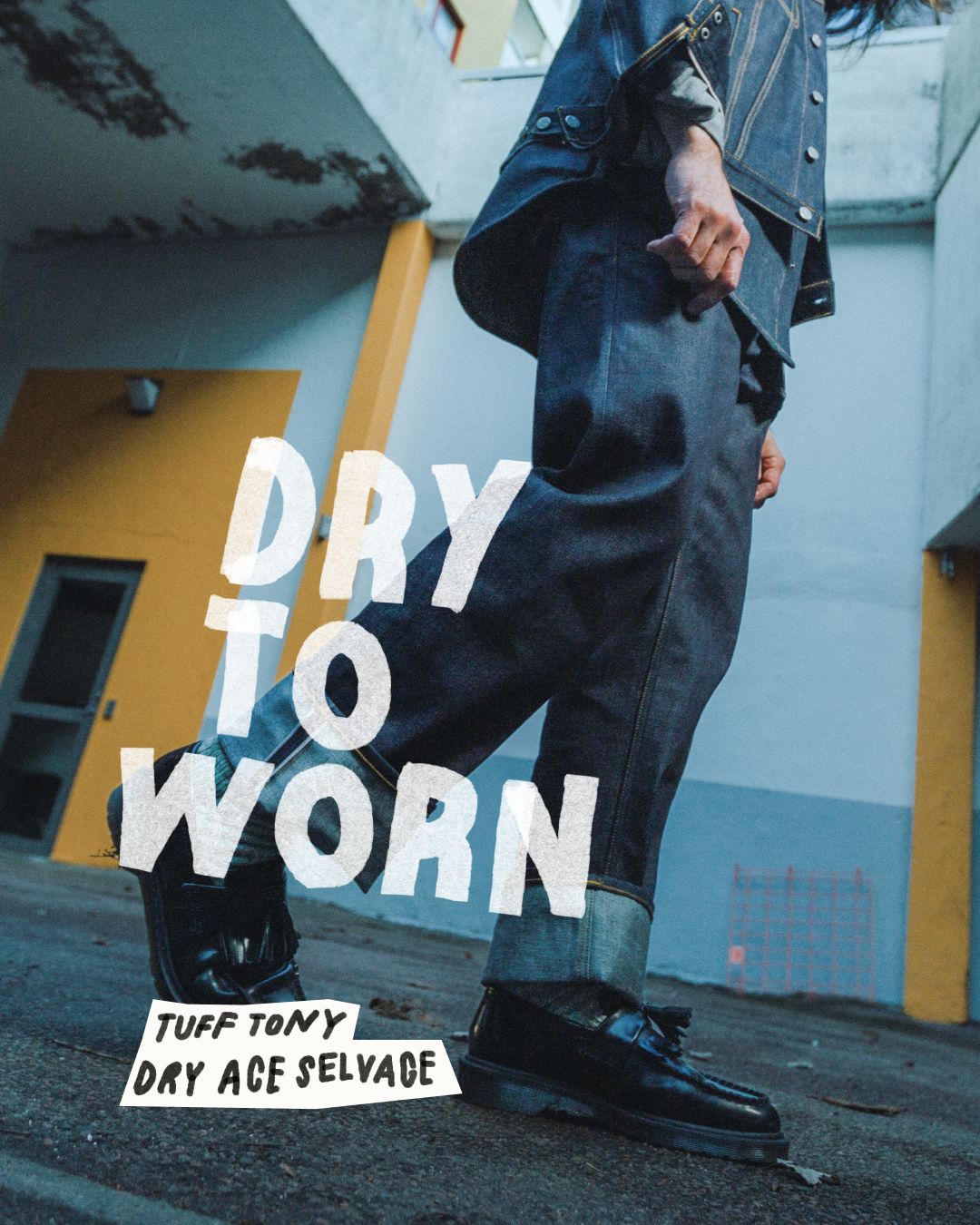 Instagram post: Worn-denim copy drives streetwear concept