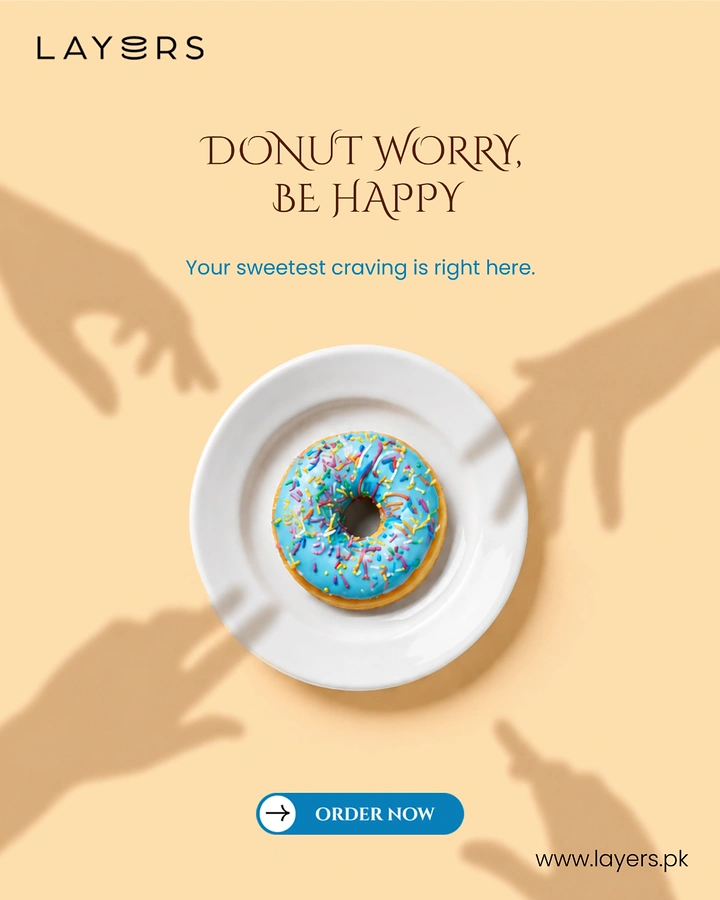 Donut Shops creative ad: Donut worry pun uses shadow play