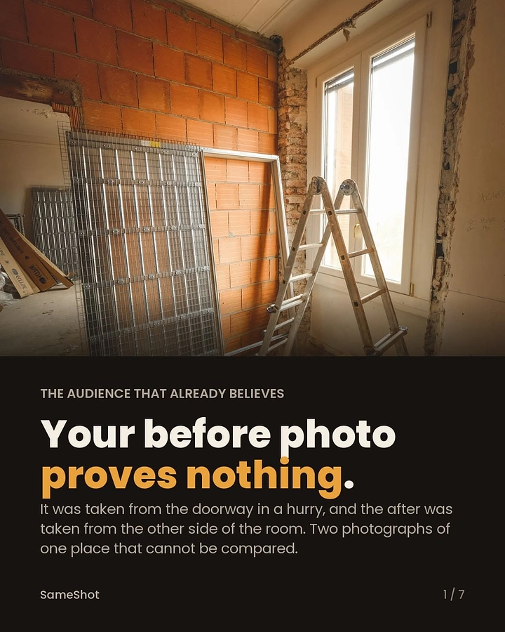 Home Renovation & Remodeling creative ad: Editorial before-photo evidence angle