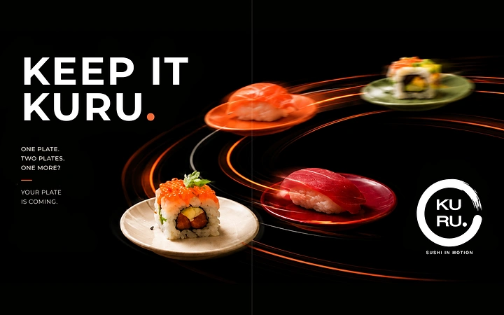 Sushi & Japanese Restaurants creative ad: Motion trails create dynamic sushi metaphor