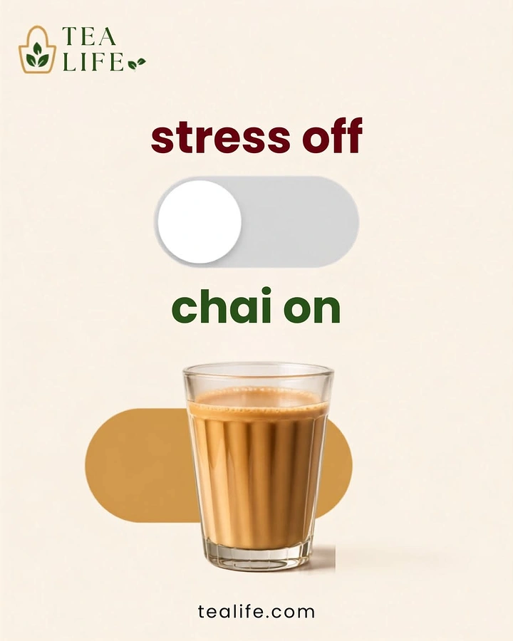 Tea & Chai Brands creative ad: Toggle switch: stress off, chai on