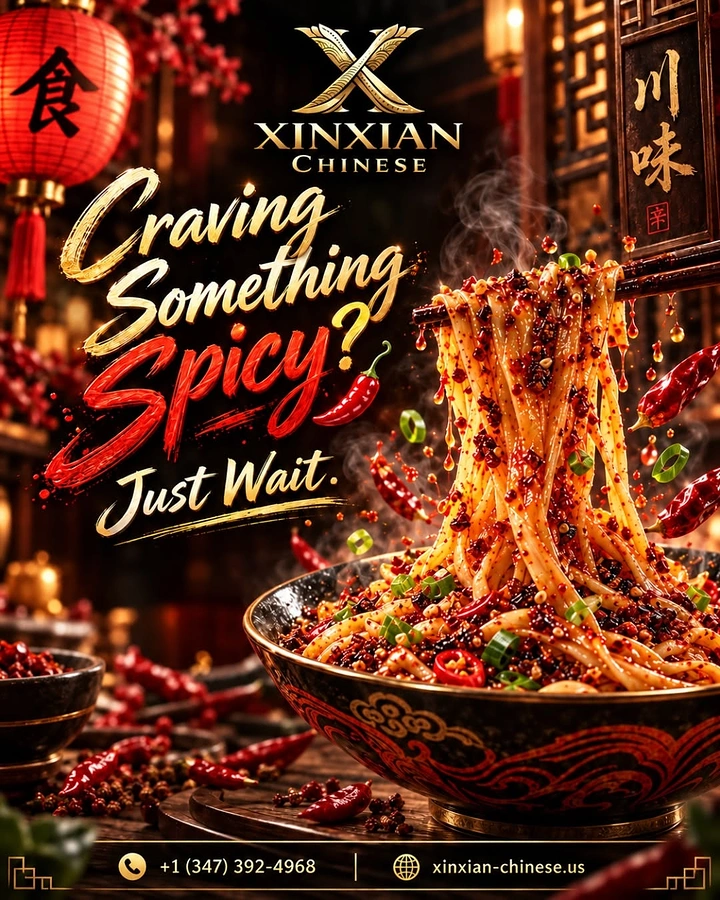 Chinese Restaurants creative ad: Spicy noodles become explosive heat spectacle