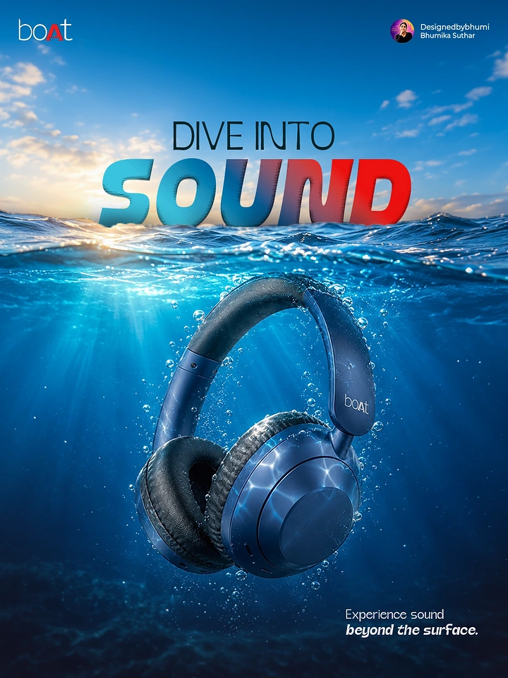 Headphones & Speakers creative ad: Underwater scene makes diving into sound literal