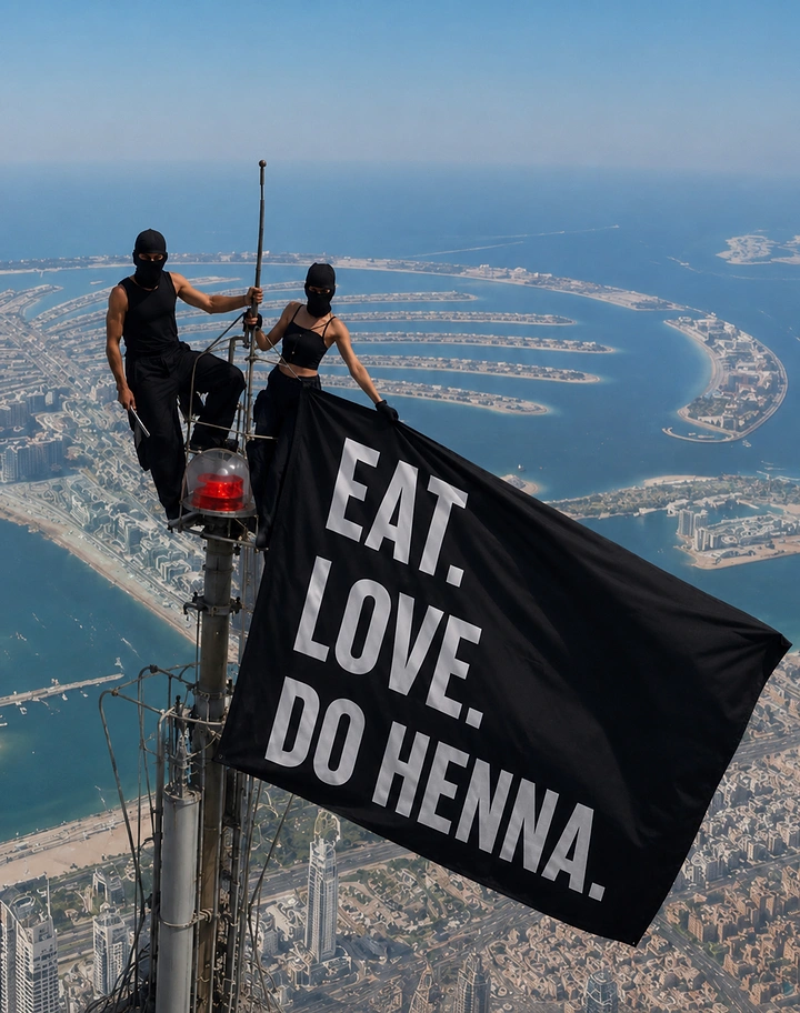 Mehndi & Henna Artists creative ad: Bold rooftop slogan creates campaign stunt