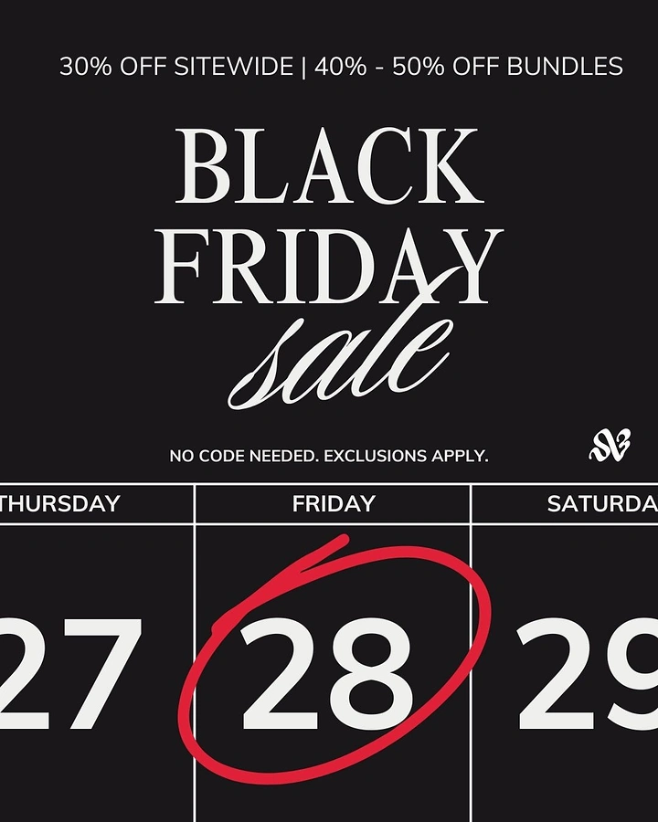 Black Friday creative ad: Calendar row with the Friday date circled in red