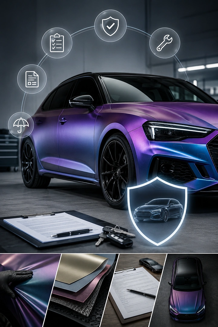 Window Tinting & Car Wraps creative ad: Shield metaphor, polished service visualization