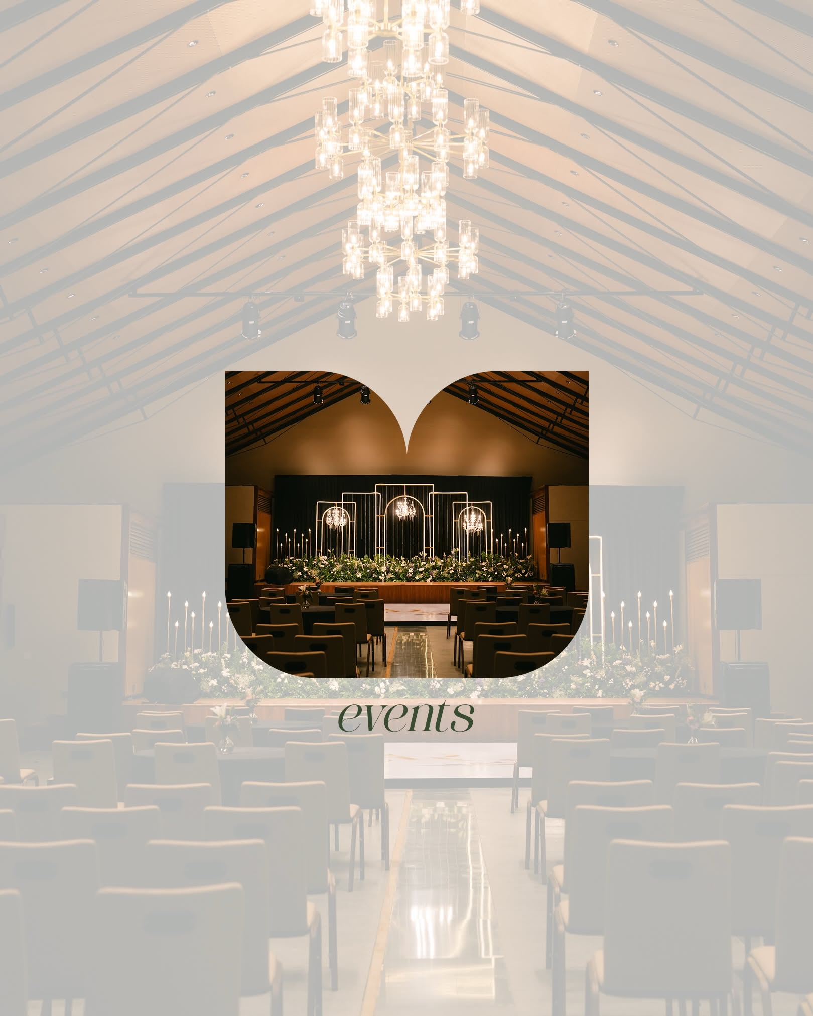 Instagram post: Venue stage framed inside logo shape, slide 1