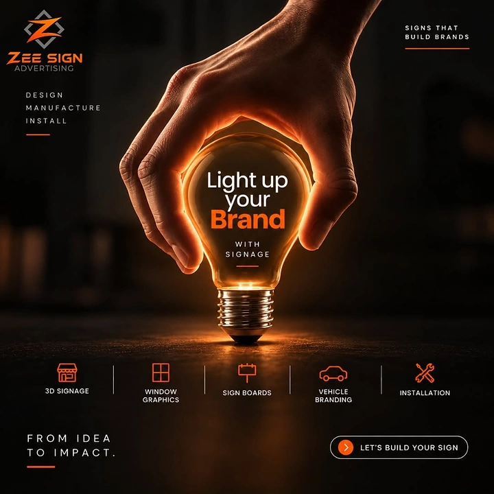 Signage & Sign Makers creative ad: Light bulb metaphor for branding