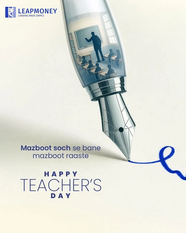 Teachers Day creative ad: Fountain pen whose clear barrel holds a classroom scene
