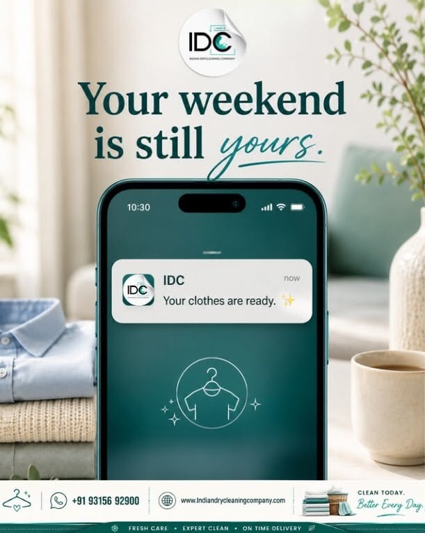 Instagram post: Phone notification 'clothes are ready' idea
