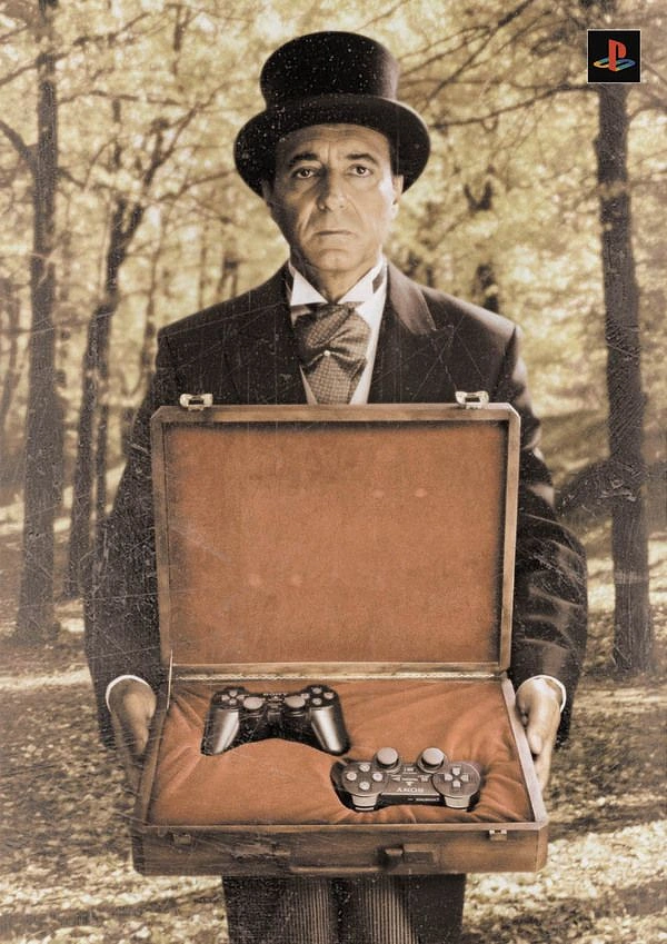 Board Games & Game Cafes creative ad: Vintage suitcase conceals game collection