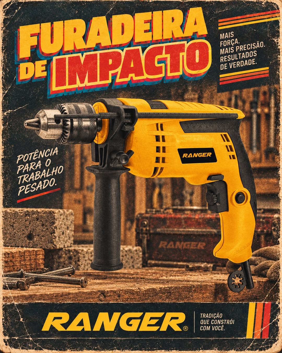 Carousel: Yellow power tools (drill, circular saw, cordless driver, jigsaw) on a workshop bench, slide 4
