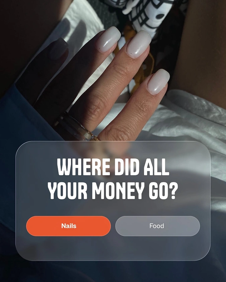 Nail Salons creative ad: Witty poll UI: money spent on nails