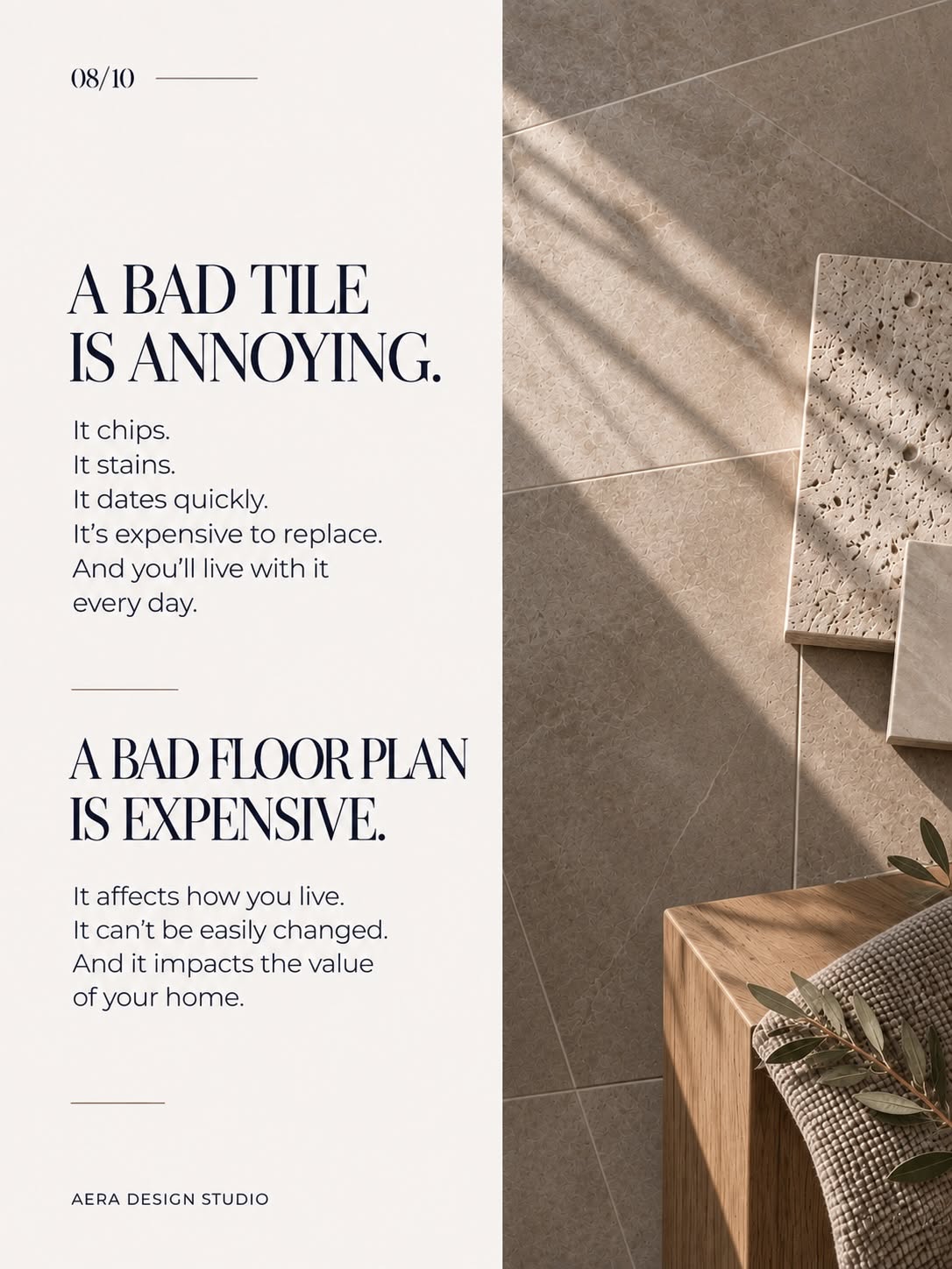 Carousel: Material moodboard of stone, wood and metal finishes, slide 8