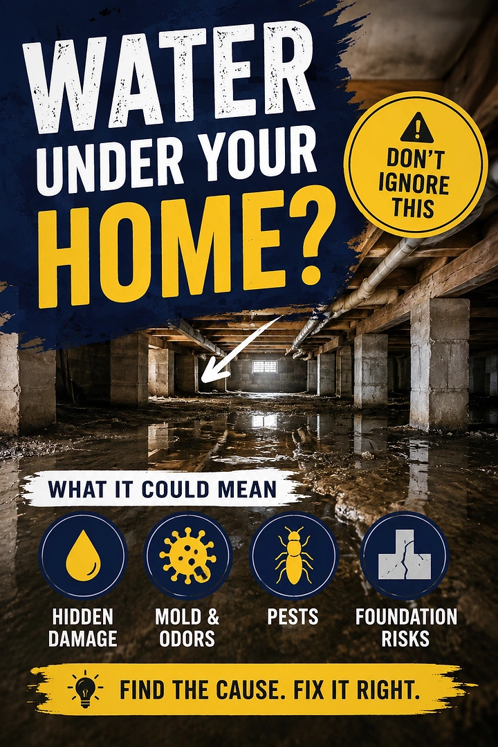 Waterproofing creative ad: Cutaway home reveals hidden water risks