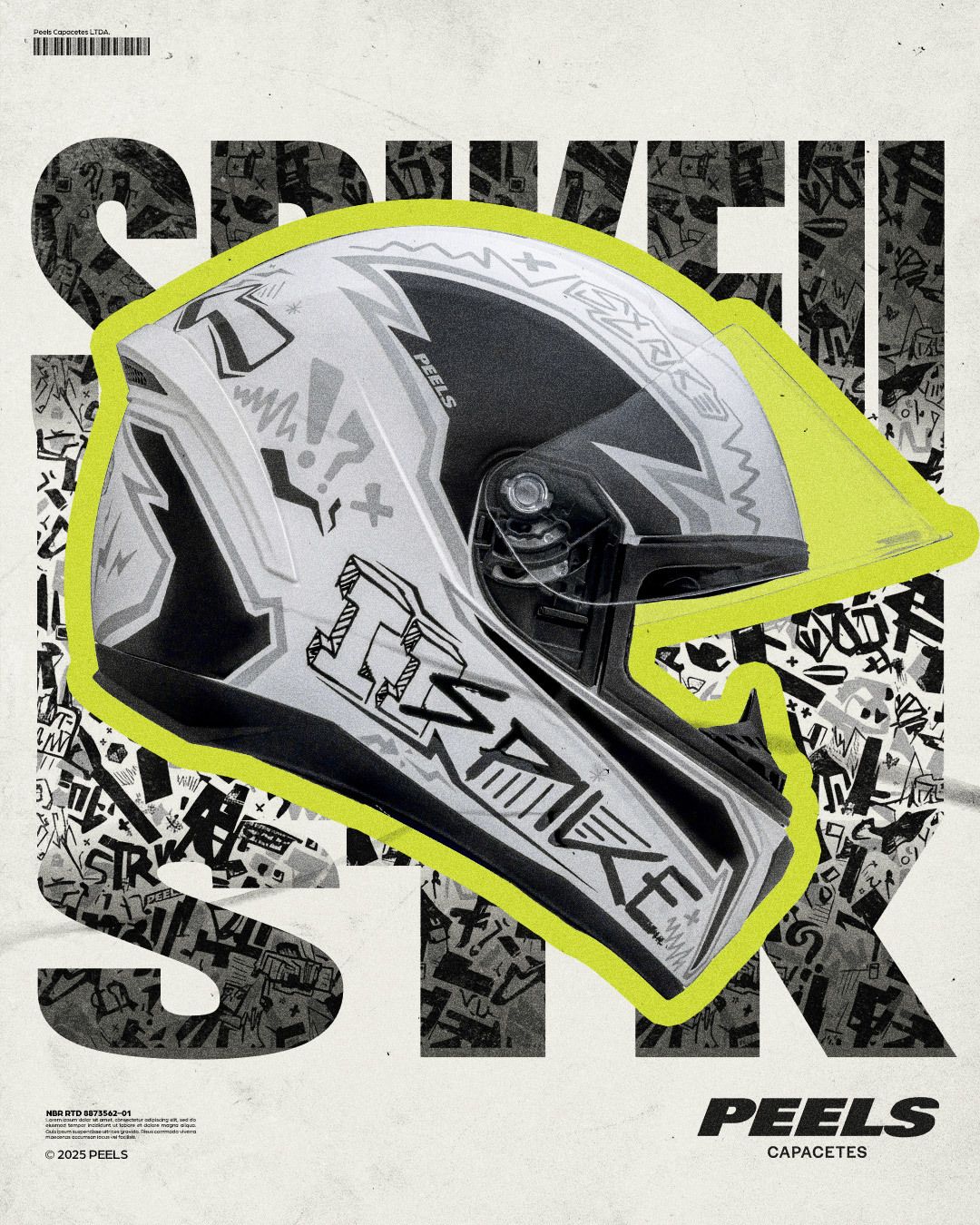 Instagram post: Helmet fused with graffiti typography