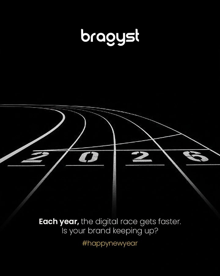 New Year creative ad: Dark running track with 2026 painted across the lanes