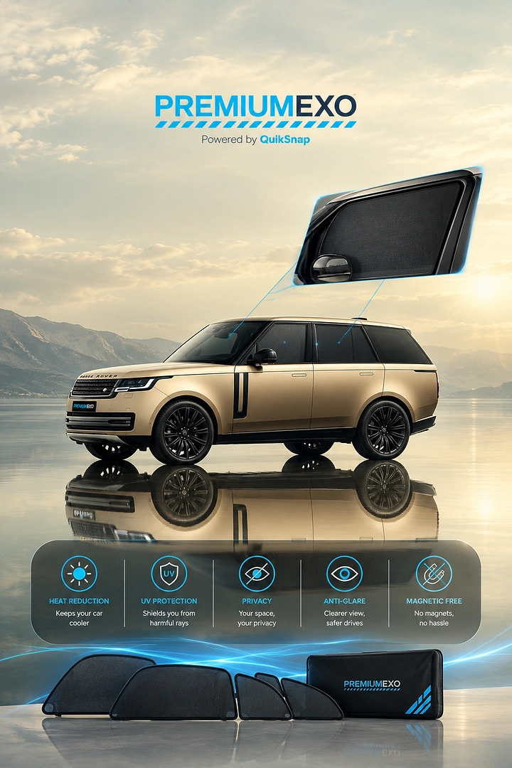 Auto Parts & Car Accessories creative ad: Gold luxury SUV with a floating car window sunshade