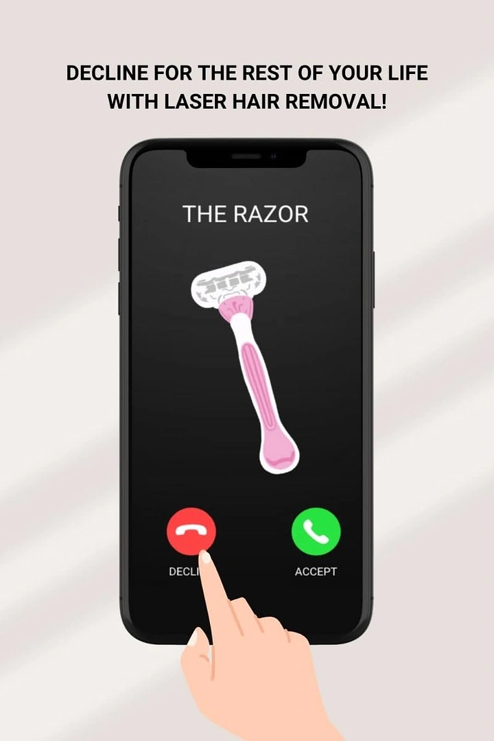 Skin & Cosmetic Clinics creative ad: Declining razor's phone call metaphor