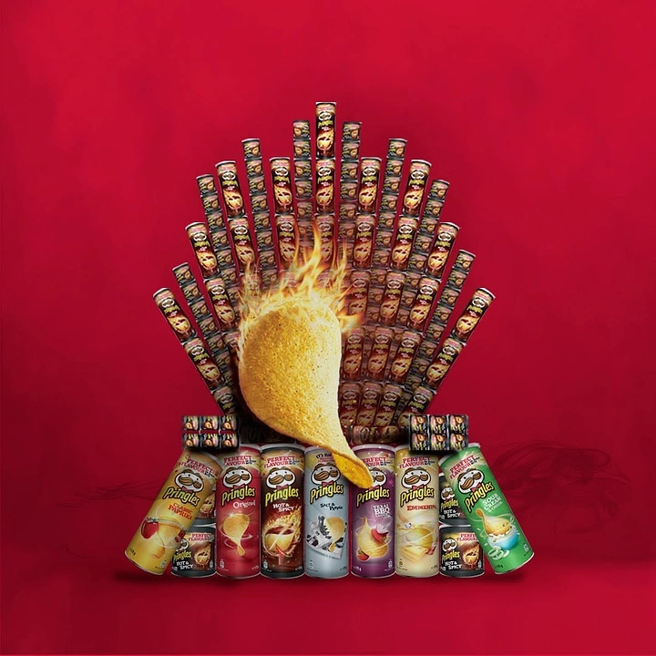Snacks & Namkeen Brands creative ad: Pringles cans form Iron Throne