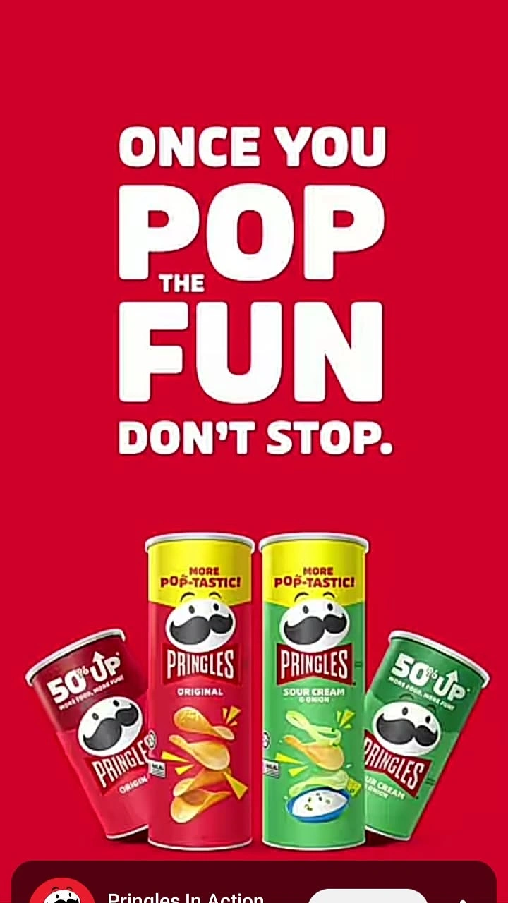 Snacks & Namkeen Brands creative ad: Witty 'pop the fun' copy, bold type