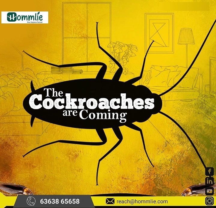 Pest Control creative ad: Giant roach silhouette, horror-teaser copy