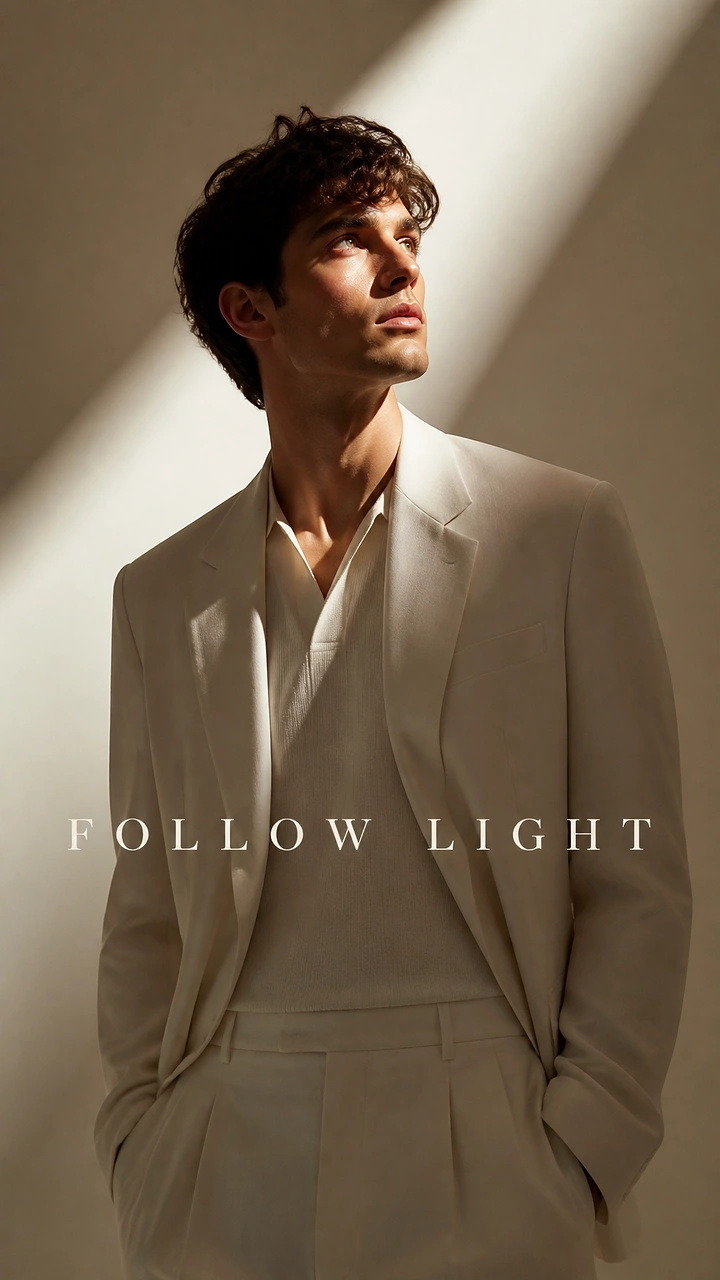 Men's Suits & Formal Wear creative ad: Light beam reinforces witty Follow Light concept
