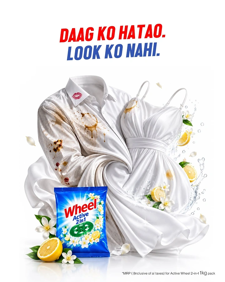 Laundry & Dry Cleaning creative ad: Stained shirt hugs clean dress, witty copy
