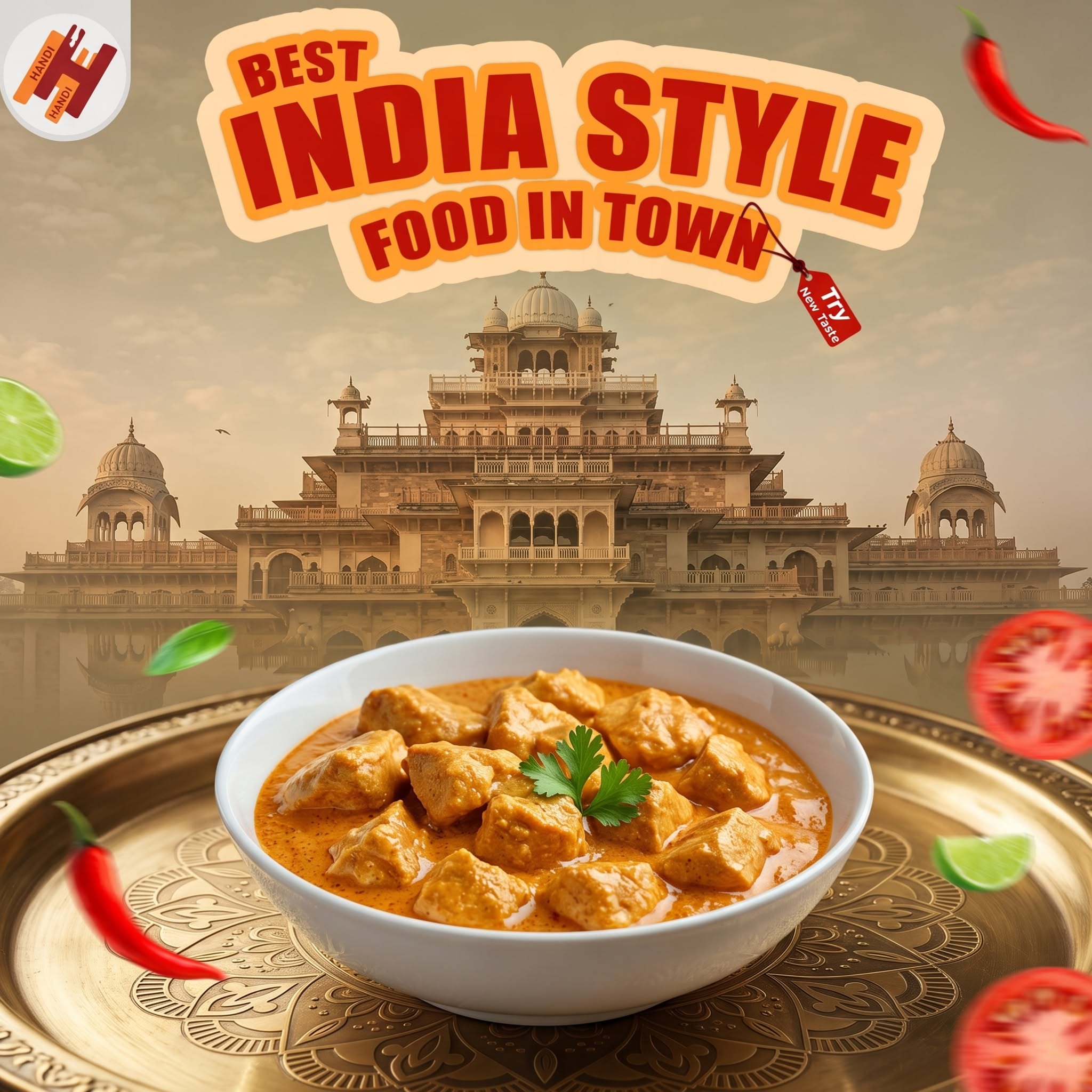 Instagram post: Monument frames Indian food promise